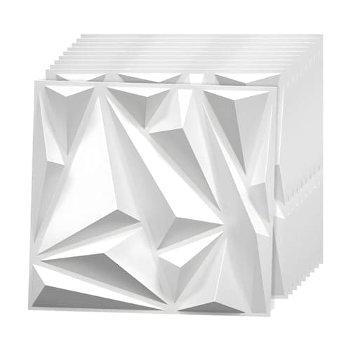 LeapBeast Lot de 12 Panneaux Muraux Texturés 3D pour Salon - Décoration Murale Intérieure en Blanc PVC - Idéal pour Déco