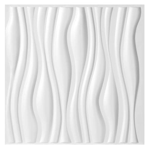 Panneaux muraux 3D Jaxguom diamant - Résistants et indéformables - Pour décoration intérieure - Lot de 12 panneaux 30 x — Wave01 White