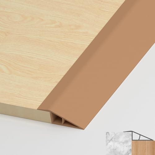 LIHIQIYA Barre de seuil adhésive PVC, grain de bois jaune, 7mm à 10mm, 1M — Marron
