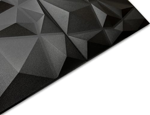 DECCART - Panneaux Muraux Decoratifs 3D Noir | Revêtement Mural Polystyrène PSE | Pour Décoration_INTÉRIEUR | 50x50 cm,
