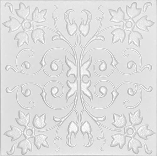 Panneaux 3D polystyrène vintage 50x50cm - 32 pièces | Décoration intérieure murale et plafond 3 mm — Weiß 0862