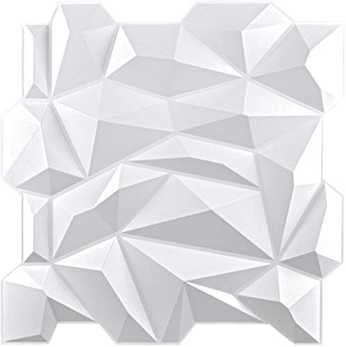 Art3d Panneau mural en PVC 3D diamanté, blanc mat, pour décoration résidentielle, beaux points de vente, résistance acco — Blanc