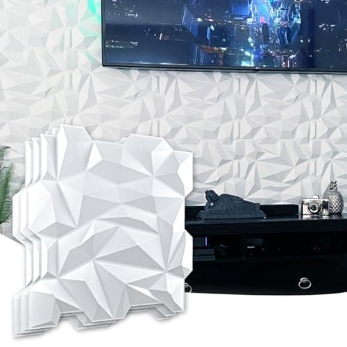 Art3d Panneau mural en PVC 3D diamanté, blanc mat, pour décoration résidentielle, beaux points de vente, résistance acco