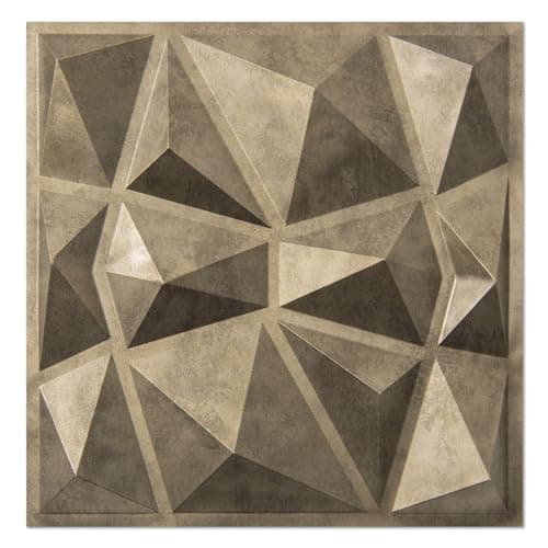 Art3d - Panneaux muraux 3D blancs, dalles décoratives salon, effet brique, 50 x 50 cm — Doré Vieilli