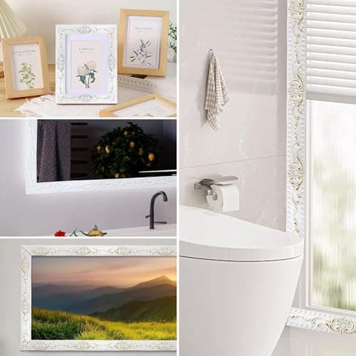 Moulures murales autocollantes 3D 500 cm x 3,6 cm x 6 mm blanc argenté - Mur et plafond décoratif sans colle pour portes