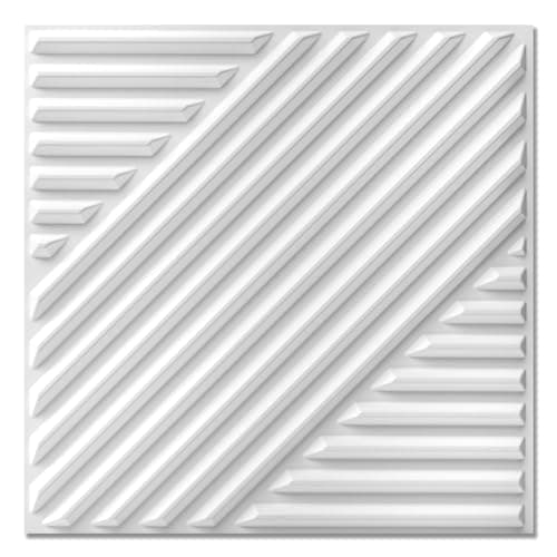 Art3d Lots de 33 panneaux muraux 3D pour décoration intérieure, panneaux texturés design pour salon & chambre, TV mural — Blanc