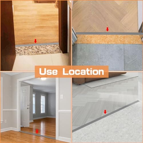 Barre de seuil adhésive PVC profilé de transition sols Gris pour carrelage 60x5cm AdhésifCompatible avec la porte