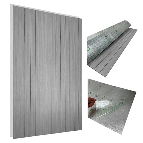 Panneau mural à lamelles bois beige/marron 3D PVC PE autocollant 100x60cm lavable salon chambre à coucher cuisine salle — Lo4