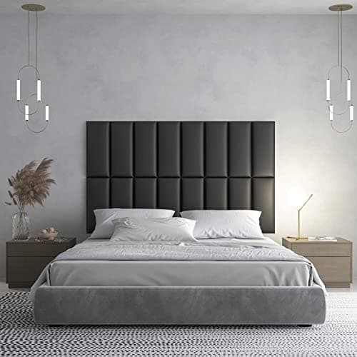 Art3d Lot de 12 Panneaux muraux Auto-adhésifs pour tête de lit King Size - Noir | Insonorisés | pour Chambre à Coucher