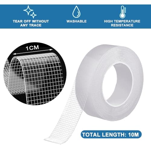 Scotch Double Face Gsrhzd 10m Transparent Adhésif Fort pour Affichage Photo Stickers Muraux Décorations Crochets (1cm de