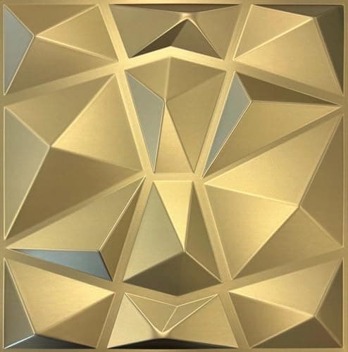 Deco 3D Mur & Plafond Salle de Jeux, Panneaux Mural & Plafond 3D 30cm x 30cm, Revêtement Mural PVC, design Salle de Jeux — (Or Champagne D094)