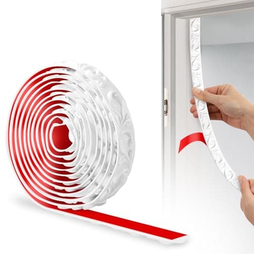 JUNART Bande Décorative en PVC Argent, Adhesive pour Frise Murale, Convient aux Linteaux et Plinthes, Fonction Décoratio — Blanc-300cm×2cm