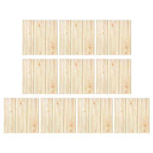 Ayuduots Lot de 10 Autocollants muraux carrés en Grain de Bois - Décoration de Maison Élégante et Résistante|Panneaux mu — Couleur de la Bûche