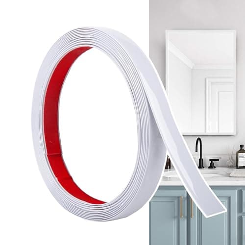 Hengrongshen Moulure Décorative Autoadhésive Noire Mat (6M x 0.65cm) pour Mur, Miroir et Plafond, Facile à Peler et Coll — Blanc Mat