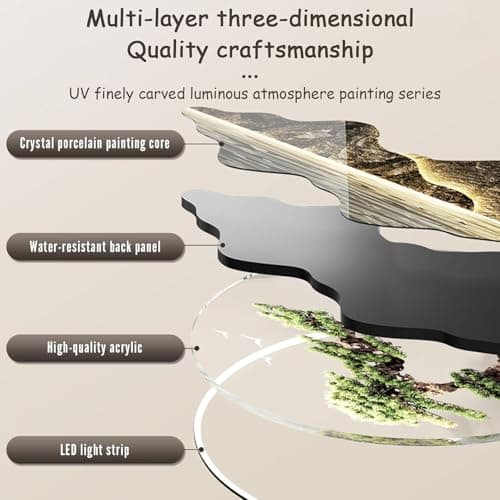LIUWOPA Art Mural LED, Peinture décorative LED en Relief 3D pour Salon et Entrée, LIUWOPA Lampe Mural LED Feng Shui pour
