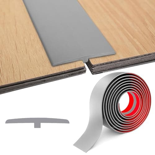 Barre de Seuil Adhésif PVC, Large 5cm x 3m, Pour Sol Stratifié, Idéal pour Espaces Entre Dalles, Facilement Flexible et — gris