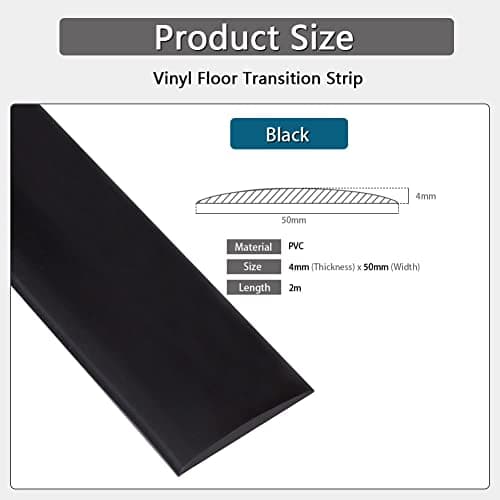 Plancher Stratifié - Seuil de Porte Adhésif PVC 2m x 5cm Noir Économies d'Espace Salon Cuisine