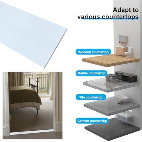 Bande de recouvrement autocollant en PVC pour sols - Large rail de transition imperméable - Blanc - 2 m x 5 cm  
Bande d