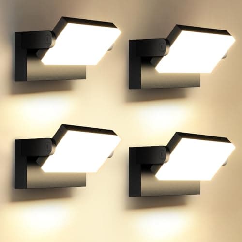 LEDMO 60W Applique Murale Extérieur/Intérieur Étanche IP65 pour Terrasse et Jardin avec Panneau LED Pivotant à 360° — 4 Pack Noir 60w-3000k