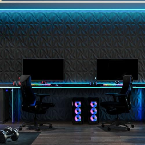AMZDEPOT Lot de 20 panneaux muraux 3D noir pour décoration murale intérieure, idéal pour salon, chambre à coucher, burea