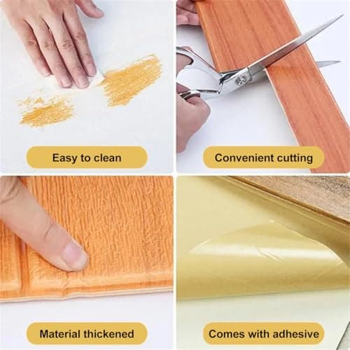 Ayuduots Lot de 10 Autocollants muraux carrés en Grain de Bois - Décoration de Maison Élégante et Résistante|Panneaux mu