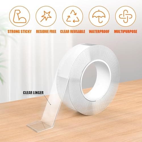 GRIFEMA GA4001-2 Double Face Extra Fort Scotch Transparent Nano-Ruban Lavable et Réutilisable | 3 Mètres | 2 Tomes - Sco
