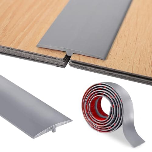 PVC Profilé en T Barre de Seuil Autocollant 5cm x 200cm pour Transition de Sol et Porte Fenêtres Sécurité Élégant — Gris