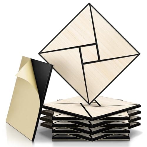 Panneaux acoustiques JAMELO 10 Pièces Mousse 30x15x1.2cm | Revêtement mural naturel auto-adhésif pour plafond/porte/deco — Chêne Blanc