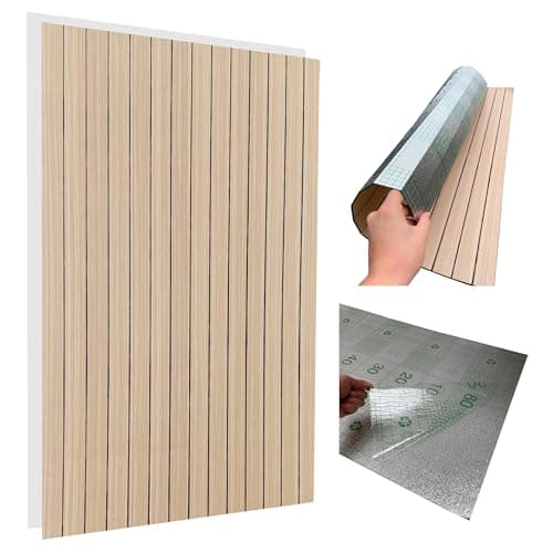 Panneau mural à lamelles bois beige/marron 3D PVC PE autocollant 100x60cm lavable salon chambre à coucher cuisine salle