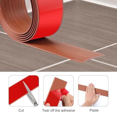 Bande de Transition de Sol JUNART Noyer des Meilleures Réviews, Bandes de Revêtement de Sol Autocollantes en PVC 400cm×5