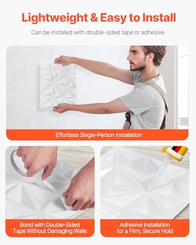 Panneau Mural Vintage VEVOR 3D Blanc Mat Motif Diamant pour Chambre Vintage Minimaliste, Panneau Mural PVC pour Plafond,