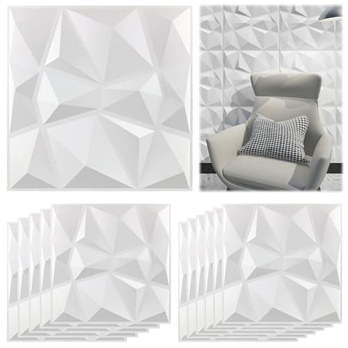 12 Panneaux Mural Decoratif 3D Blanc Mat, Idéal pour le Décor de Studio à la Maison, Bureau Élégant et Fonctionnel 30 x