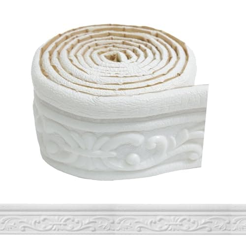 WADILE Frise Murale Autocollante Blanche pour Salle de Bain et Cuisine - Étanche, Décorative et FlexIBLE — Blanc