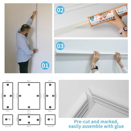 Art3d lot de 6 moulures murales prédécoupées - parfait pour la décoration murale intérieure - facile à installer avec de