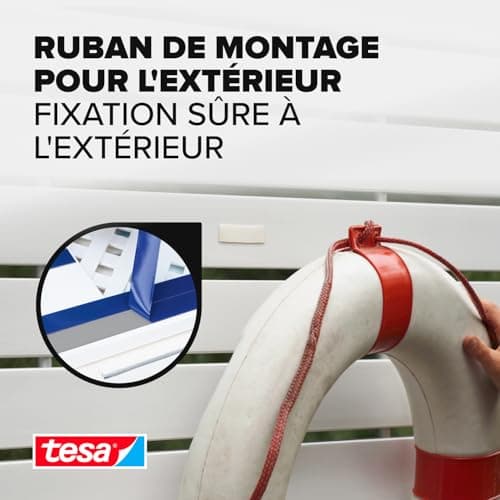 Tesa Fixer Objets Spécial Extérieur Résistant aux UV et à l'Humidité - Ruban Adhésif Double Face Pour l'Usage Extérieur