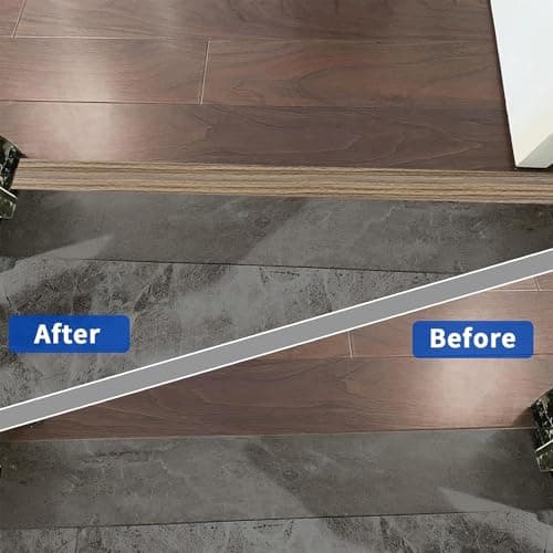 2M Barre de seuil auto-adhésive PVC, sol bois, grain de bois brun foncé pour les espaces entre carreaux