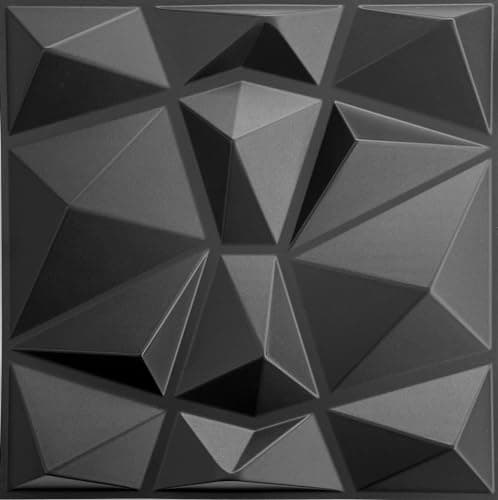 Deco 3D Mur & Plafond Salle de Jeux, Panneaux Mural & Plafond 3D 30cm x 30cm, Revêtement Mural PVC, design Salle de Jeux — Noir D094-1