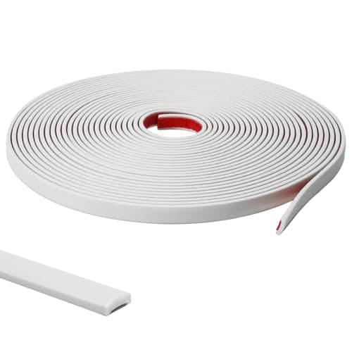 JSIWOTH 3M Moulure Auto-adhésive Blanc PVC Étanche, Finissage Mur et Carrelage pour Fenêtres, Portes et Miroirs - LARG.: