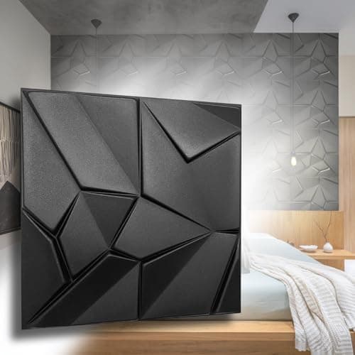 Panneaux muraux 3D mercure noir 6 m² (24 pièces) pour décoration murale - Revêtement mural en polystyrène