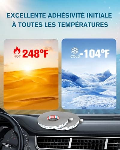 Ruban adhésif double face extra fort EMITEVER 6703 pour voiture, maison et bureau, résistant à l'eau et à la température