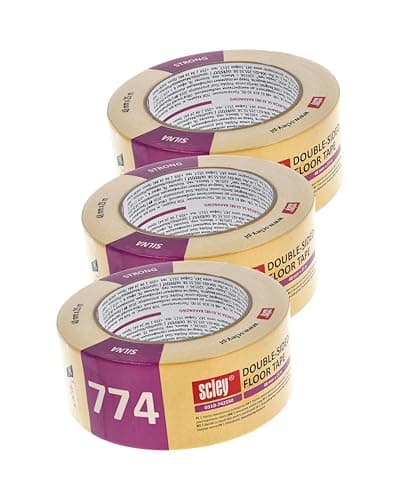 Scley ruban adhésif double face universel, largeur 50mm, longueur 25m, jaune, collage pour revêments de sol chauffage, A