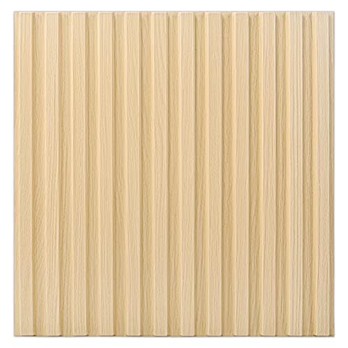 Art3d Panneau mural chêne Lot de 12 3D texturé cannelé, 50x50cm pour salon et chambre
