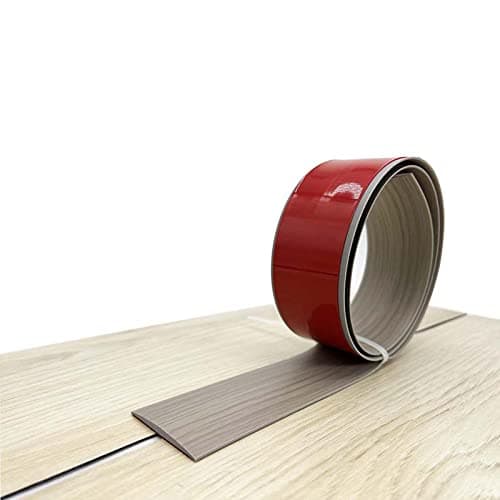 Bande de transition autocollante en vinyle (2 m x 4 cm) - Revêtement de sol gris avec grain de bois pour seuil de porte,