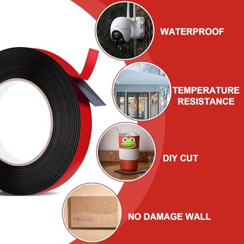 Evavii Ruban Adhésif Double Face Fort pour Voitures et Décoration, Résistant à l'Eau et aux Hautes Températures - 10m x
