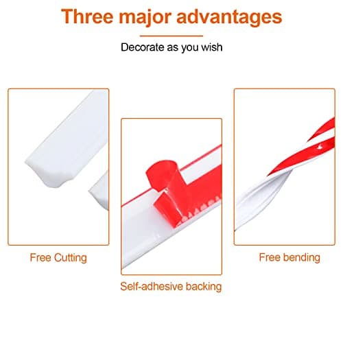 Moulage Flexible Blanc en Triangles Auto-adhésif 27x20mm, pour Bords de Murs et Plafond - 4m de Bandes de Calfeutrage