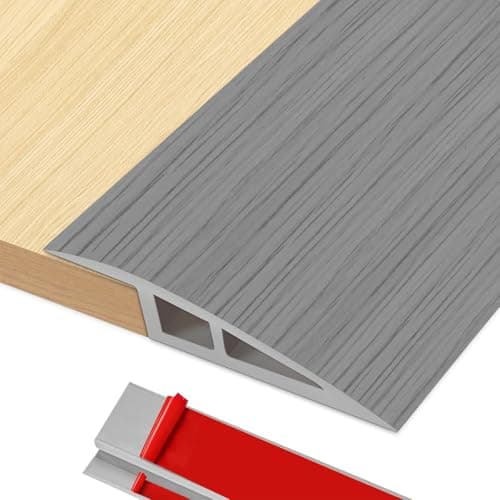 Boyifeijie Barre de Seuil Rattrapage Multiniveau Chêne Blanc 1M x 5cm Adhésif PVC Hauteur du Seuil 5mm ~ 10mm Porte Ratt — Bois Gris