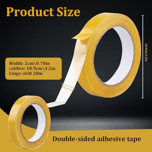 Rouleaux de ruban adhésif double face extra fort pour tapis - Fort - Amovible - 20 mm x 20 m - Double face - Pour tapis