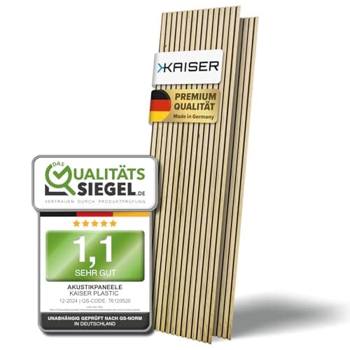 Kaiser Plastic Panneaux Acoustiques 3D en Bois Moderne, 120 x 60 cm, Isolation Murale Efficace avec Design 3D et Surface