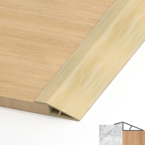 LIHIQIYA Barre de seuil adhésive PVC, grain de bois jaune, 7mm à 10mm, 1M — Grain de Bois