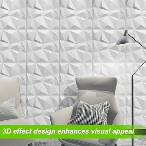 Panneau Mural Decoratif 3D Blanc Mat 30x30 cm pour Décor Intérieur de Studio et Bureau